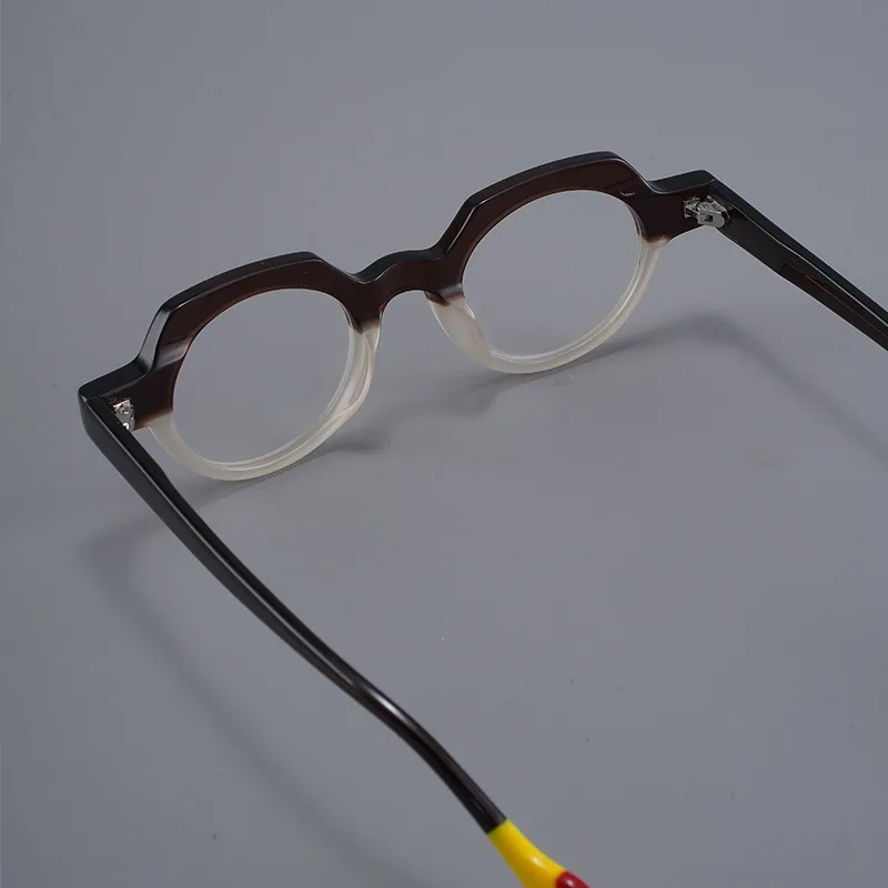 กรอบแว่นตาสีเรโทรสำหรับผู้ชาย แว่นตาอะซิเตท แว่นสายตาสั่งตัดได้ รุ่นแฟชั่นสำหรับผู้หญิง สไตล์สตรีท