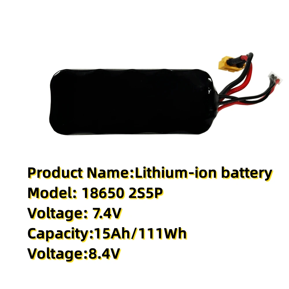 7.4V 15000mAh Rechargeable 18650 2S5P Lithium Ion Battery Pack XT60 XH2.54-3P Plug，For Various RC Airplane Quadrotor