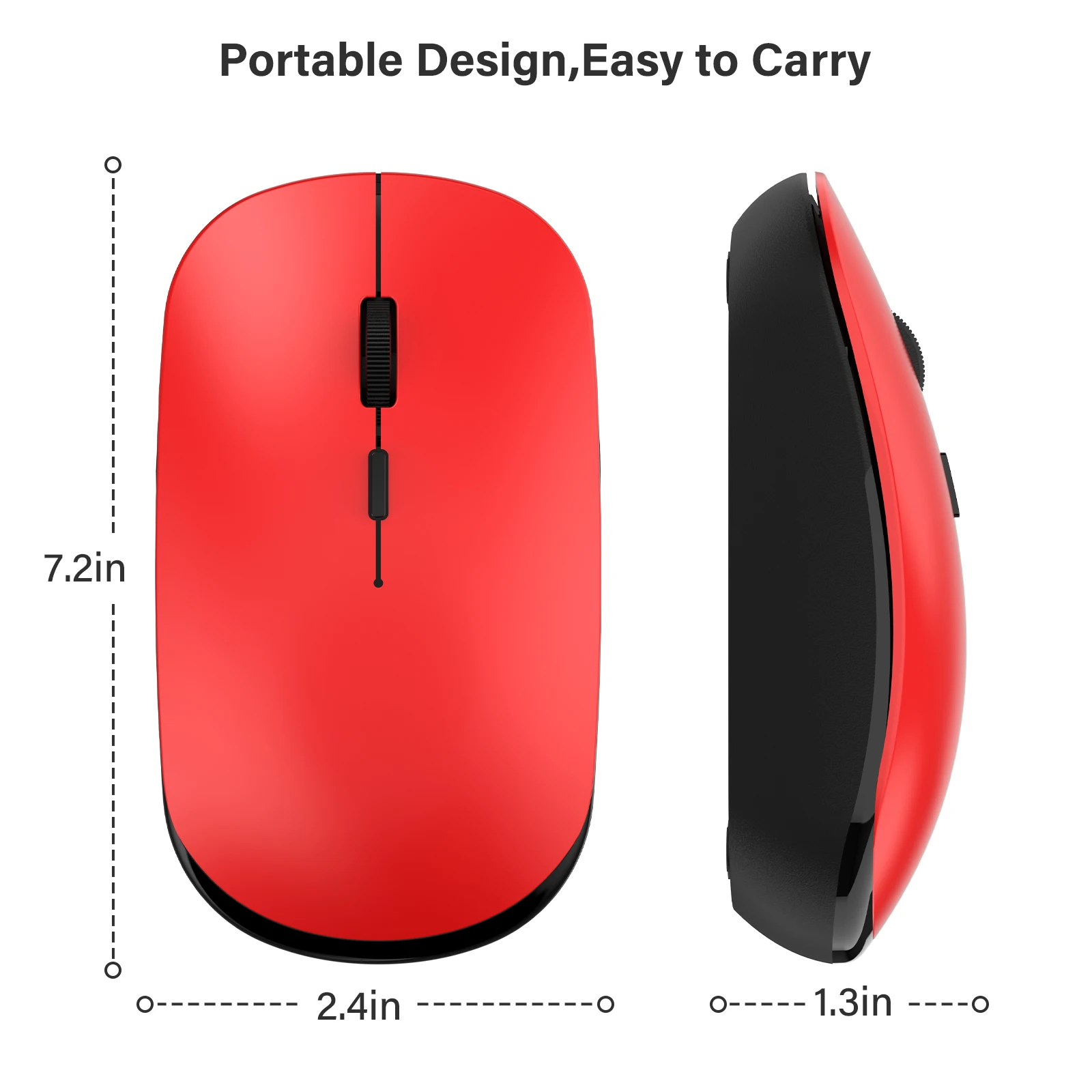 Wireless 2.4G Optical Mouse with USB Receiver Silent Ergonomic LED Design Battery Operated for PC Laptop Desktop MacBook Windows