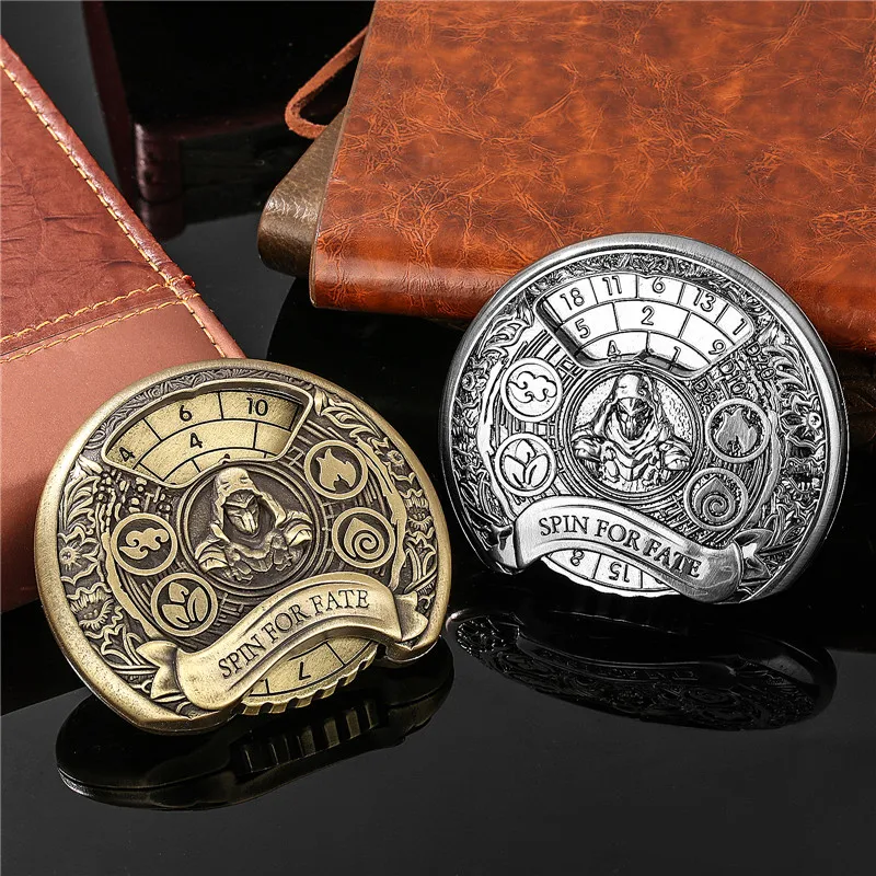 Portable Rogue Pattern Metal Dice Roller Fingertip Gyro Spinner 7-in-1 Dice Turnable Compass for Role Play Gaming Wedding Set