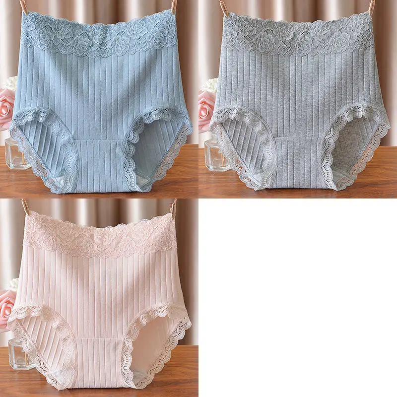 

3PCS Women Cotton Underwear High Waist Adult Sexy Traceless Panties Wrap Hip Antibacterial Comfortable Large Triangle Pants