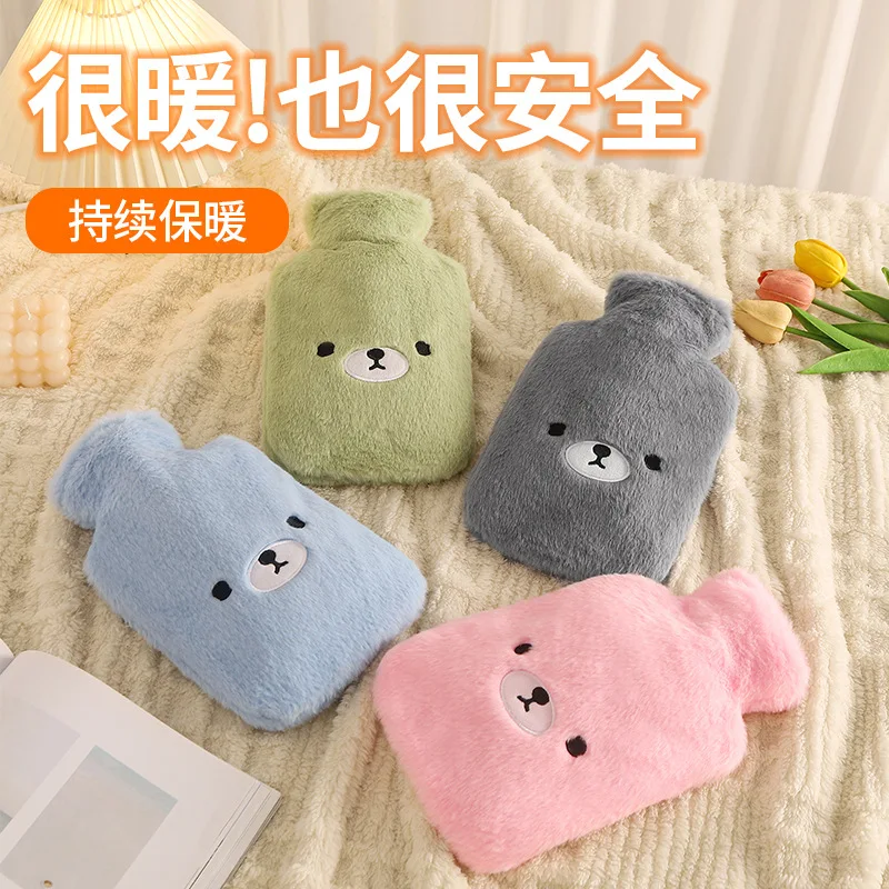 

Cartoon Plush Rabbit Bear Hot Water Bottle Water Filling Velvet Small Portable Student Hand Warmer Cute Warm Water Bag