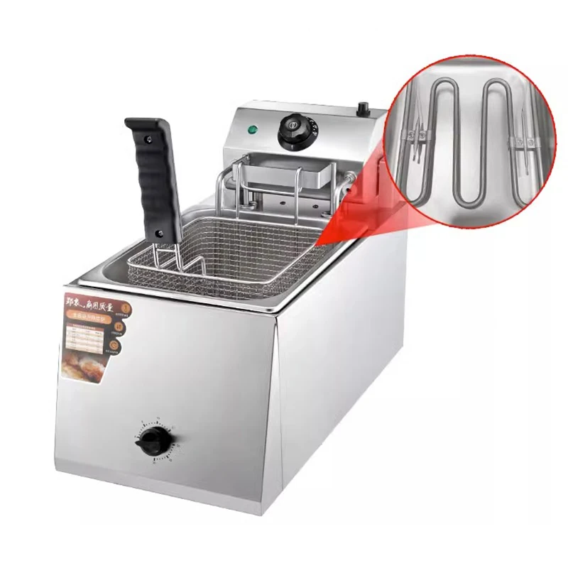 8L Electric Frying Pan Commercial Single-cylinder Timed French Fries Intelligent Automatic Lifting Large-capacity Fryer Electric