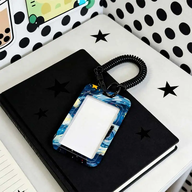 Card Holder for Stretchable Spring Cord Student Bus/Meal Card Protection Case Photo Protector Kpop Photocard Holder