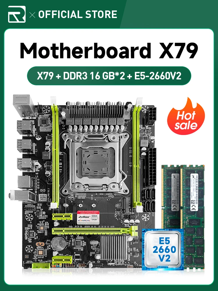 X79 LGA2011 V1/V2 Motherboard + Intel Xeon 2650V2/2660V2/2670V2 CPU + 16GB DDR3 1333MHz RAM NVMe M.2 PCIe3.0 SATA3 USB3.0 ATX Ki view 3