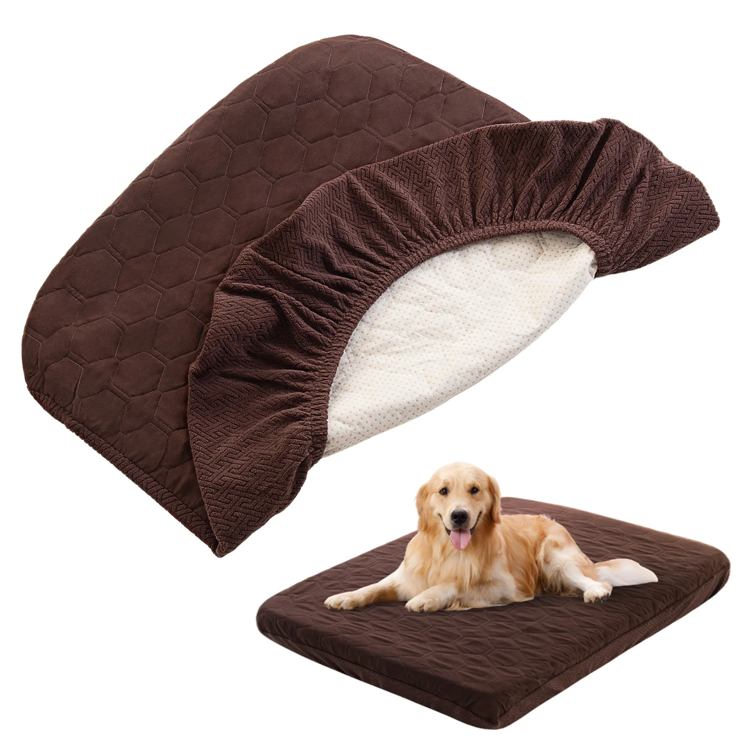 Waterproof Dog Bed Covers Replacement Washable Pet Hair Easy to Remove, Dog Pillow Cover Quilted, Bed Cover for Dog/Cat