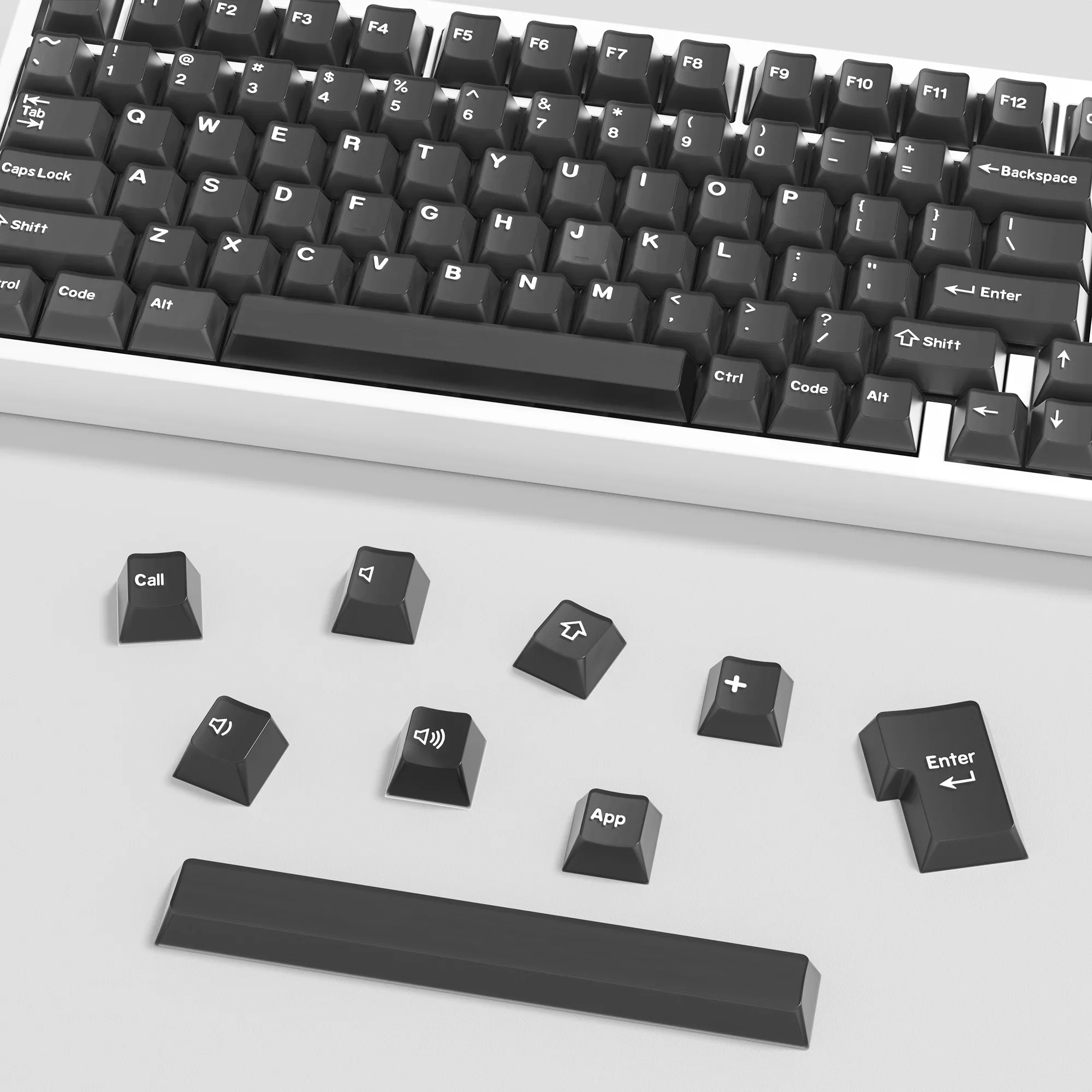 KBDiy 174 キーダブルショット黒翡翠キーキャップ PBT チェリープロファイルメカニカルキーボード用キーキャップ ISO raven68 mad 60he ak820