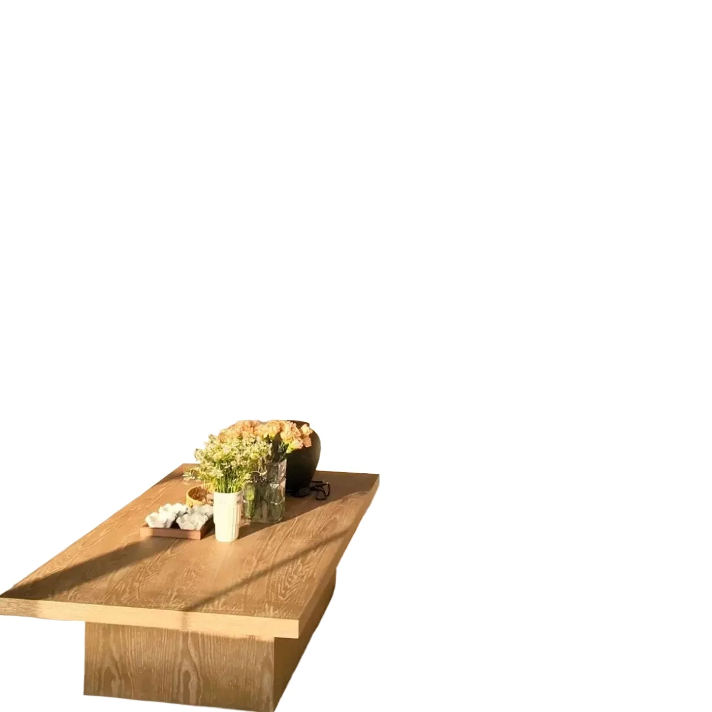 RH retro imitation old solid wood rectangular coffee table modern minimalist style living room furniture