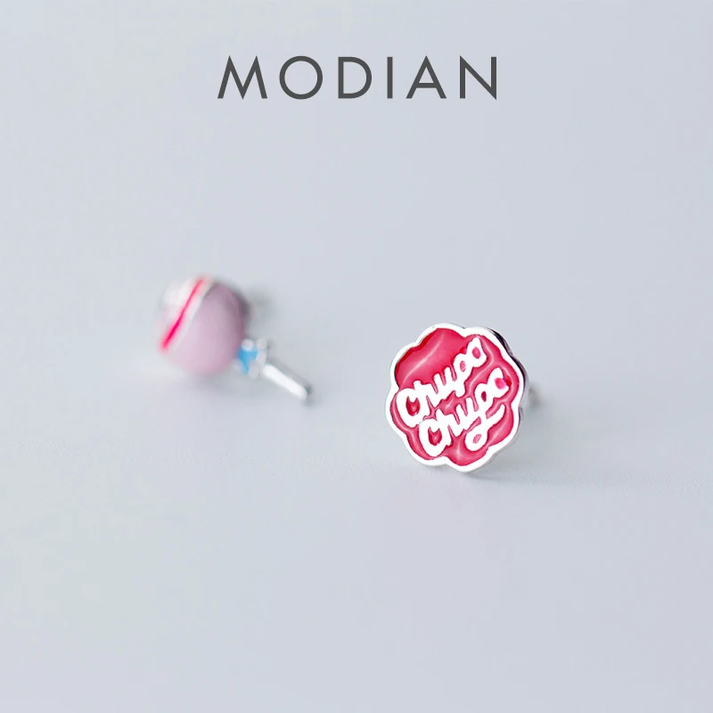 Modian Tiny Fine Candy emalia srebrne kolczyki moda śliczne romantyczne 925 srebro list szpilki ucha dla kobiet biżuteria