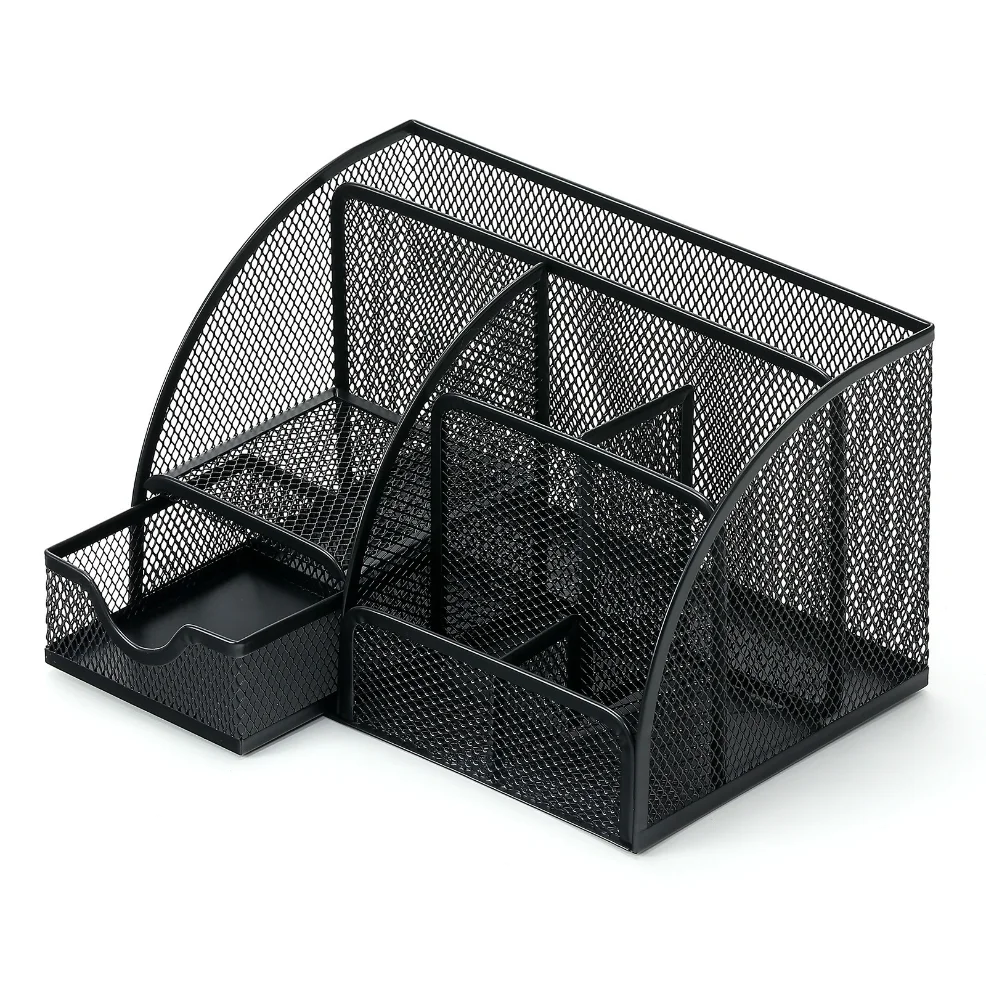 

Metal Wire Mesh 7-Grid Pen Holder Multifunctional Desktop Organizer Combined Storage Pen Holder Office Supplies Customization