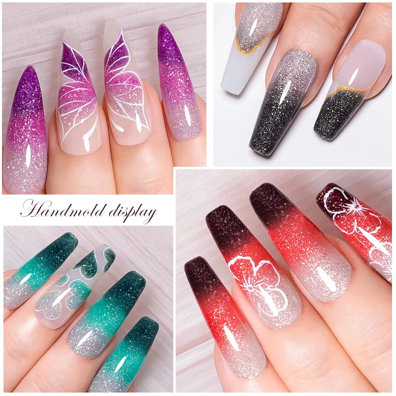 Zestaw termiczny żel lakier do paznokci 3-warstwowy zmiana koloru temperatury lakier do paznokci Półtrwały Soak Off klej UV Nail Art Gel Polish