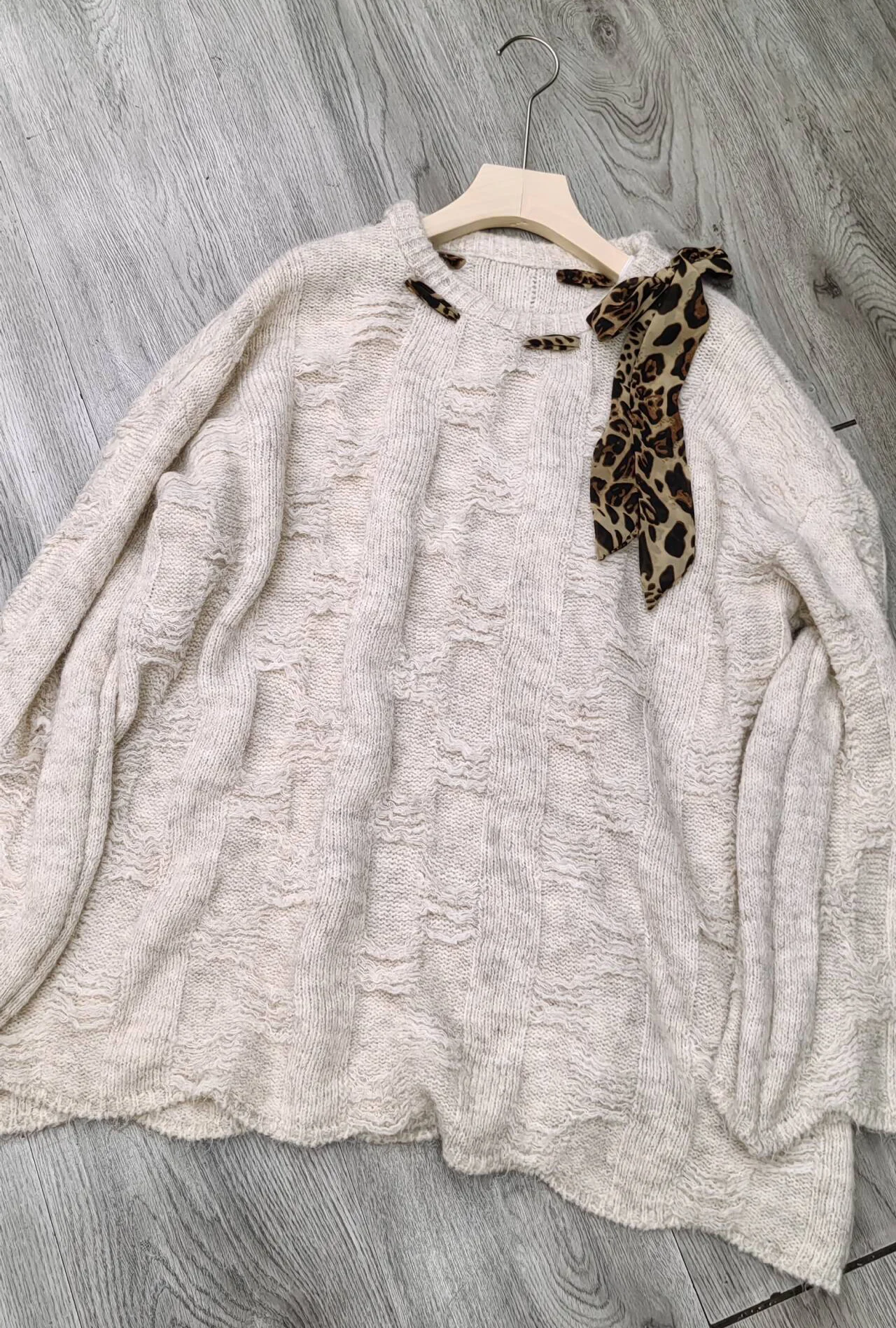 

Свободный вязаный свитер с длинными рукавами, женский модный дизайн, шелковый шарф, корейский стиль, осенне-зимние пуловеры, топ C177