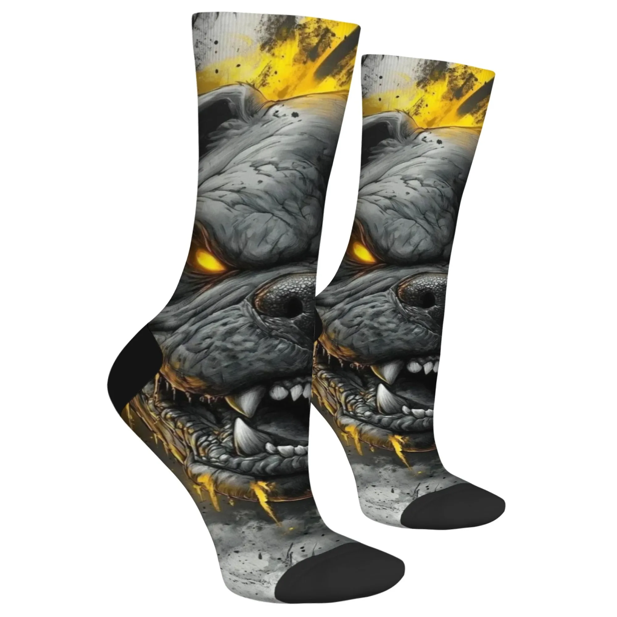 Feroz bulldog impressão meias masculinas novidade harajuku retro rua tripulação meias confortáveis respiráveis antiderrapantes festa diversão presente