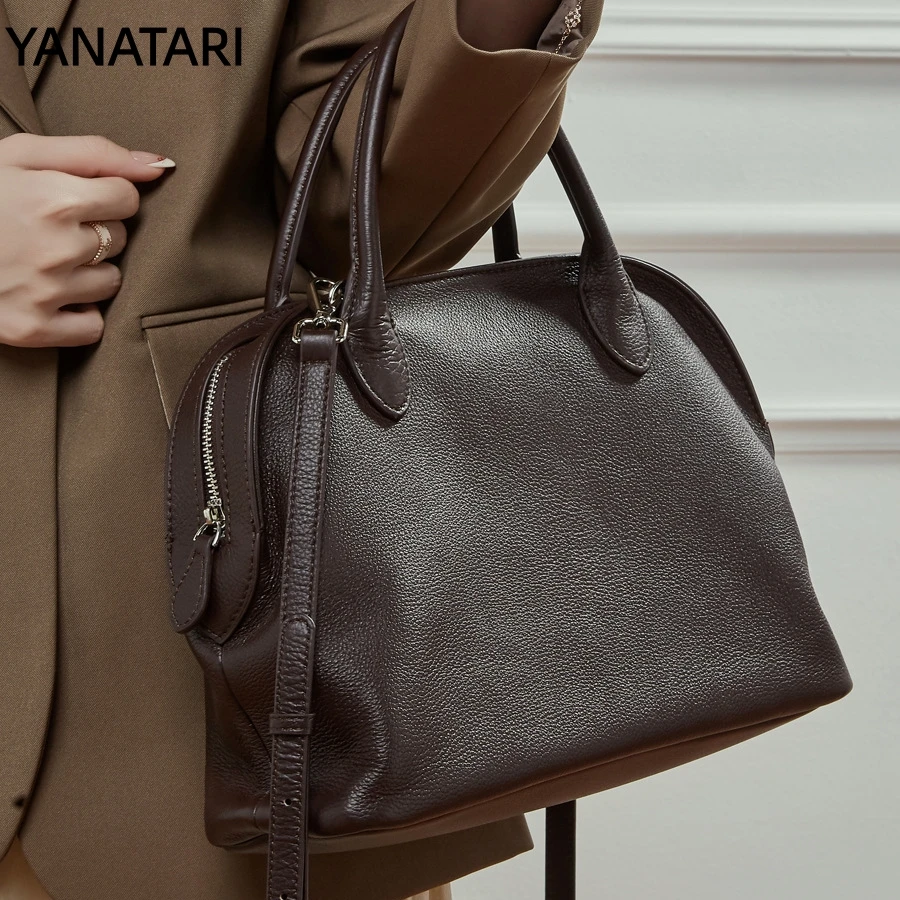 YANATARI минималистичная сумка-тоут из натуральной кожи большой вместимости, женская роскошная модная сумка из воловьей кожи с верхним слоем, высококачественная сумка на плечо