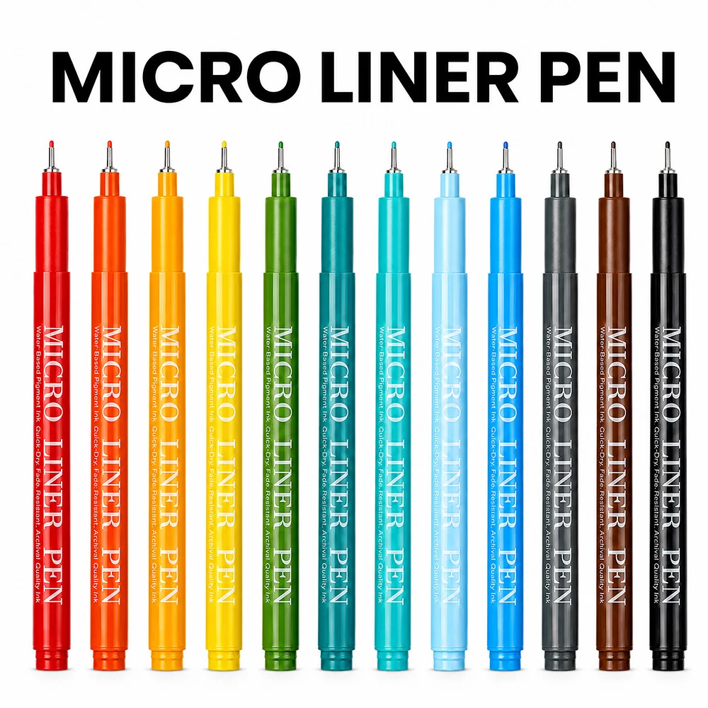 12 Colors Needle Liner Pen Set Micro Tip Technical Drawing Pens Waterproof Quick Dry Sketching Illustration Comic Manga Journaling Art Supplies Holiday Gifts
