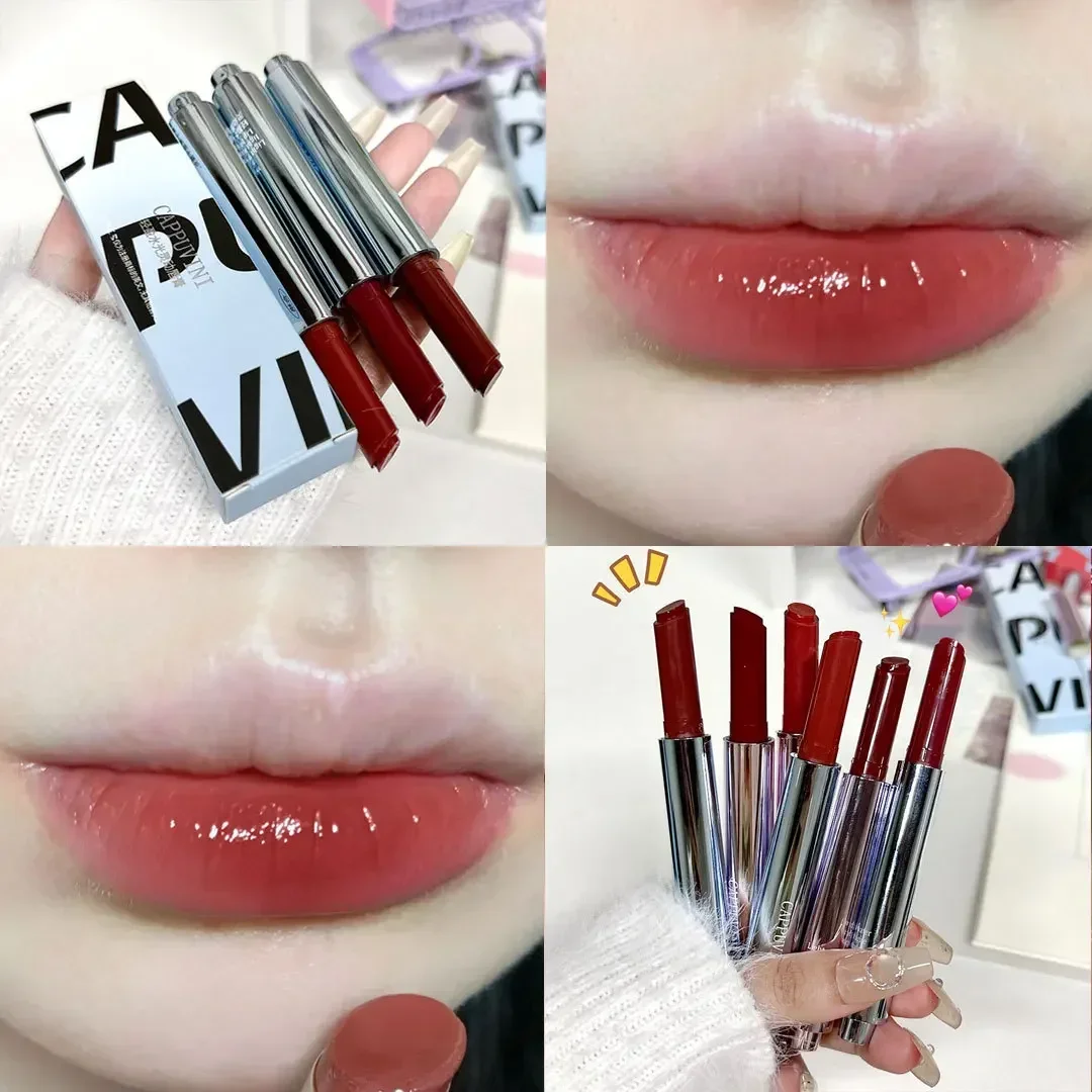 Cherry Red Jelly Solid Lip Gloss specchio idratante Water Light Lipstick Pen Glass Tea Red Brown Lip Glaze Tint Makeup Cosmetic