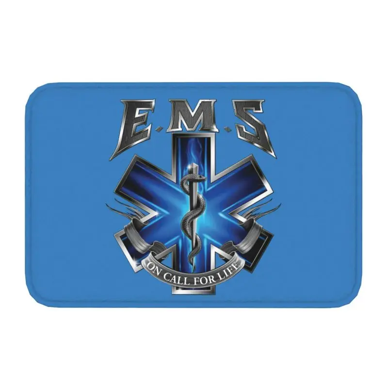 Custom Ems Star Of Life Doormat Mat Anti-Slip Emt Paramedic Medical Bathroom Kitchen Garden Rug Carpet 40*60cm