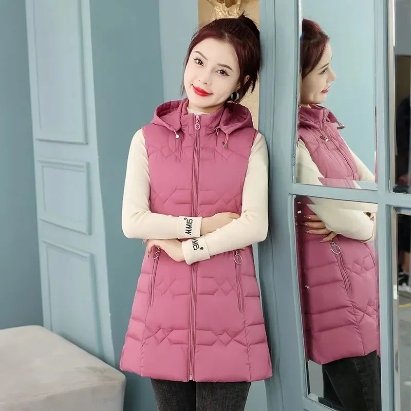 New Woman Vest Warm Down Cotton Vests Female Thick Removable Hooded Waistcoat Women's Sleeveless Jacket Vest Coats XQ694