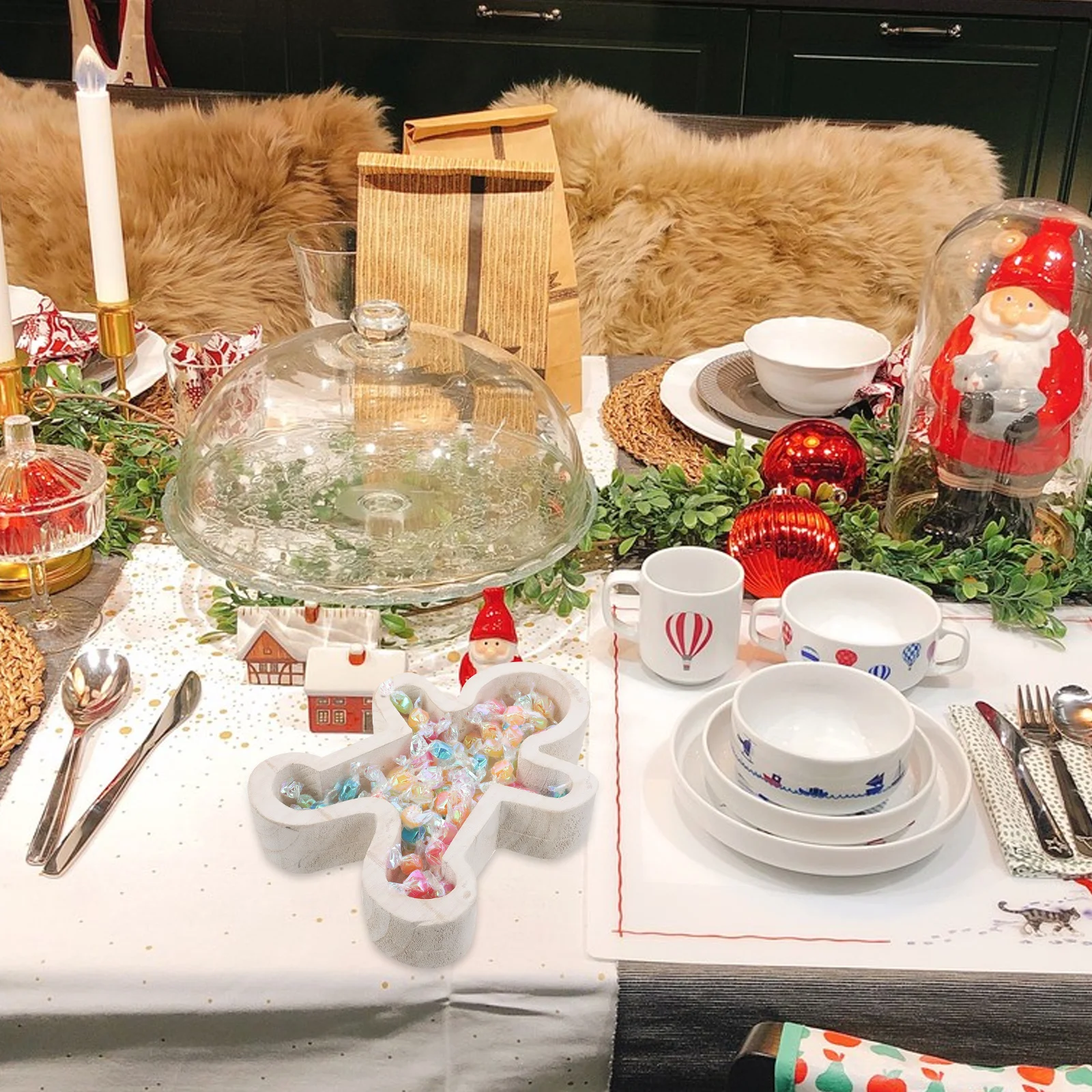 

Gingerbread Man Wooden Tray Festive Serving Platter Christmas Tableware Holiday Decor Desserts Snacks Gingerbread Platter