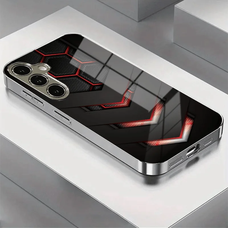 Cellular technology patterned glass phone case suitable for Samsung Galaxy S26 S25 S24 S23 S22 S20 FE/Ultra/Plus anti drop
