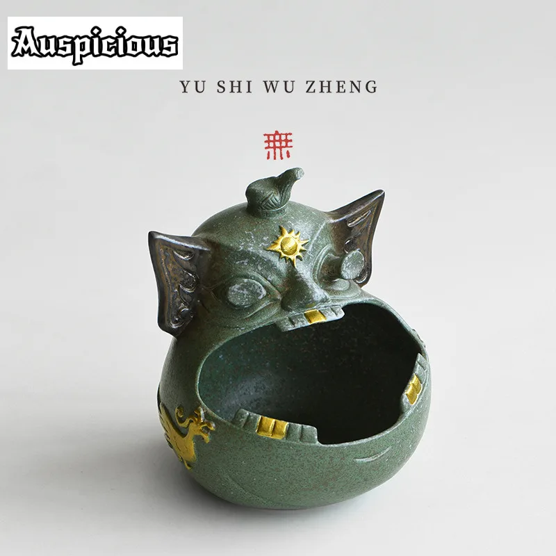 

Sanxingdui Cultural And Creative Ceramic Storage Tank Creative Funny Bronze Man Mask Storage Tank National Trend Large Ashtray