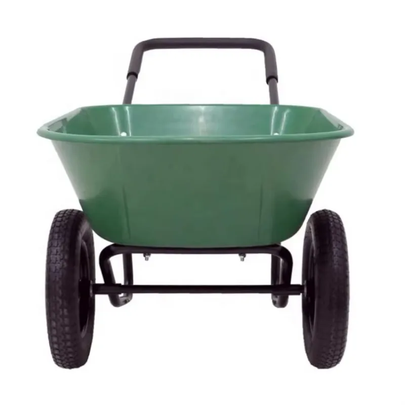 Garden Plastic Steel Dual 2 Wheeled 5 cuft Cubic Feet Wheelbarrow Dump Cart