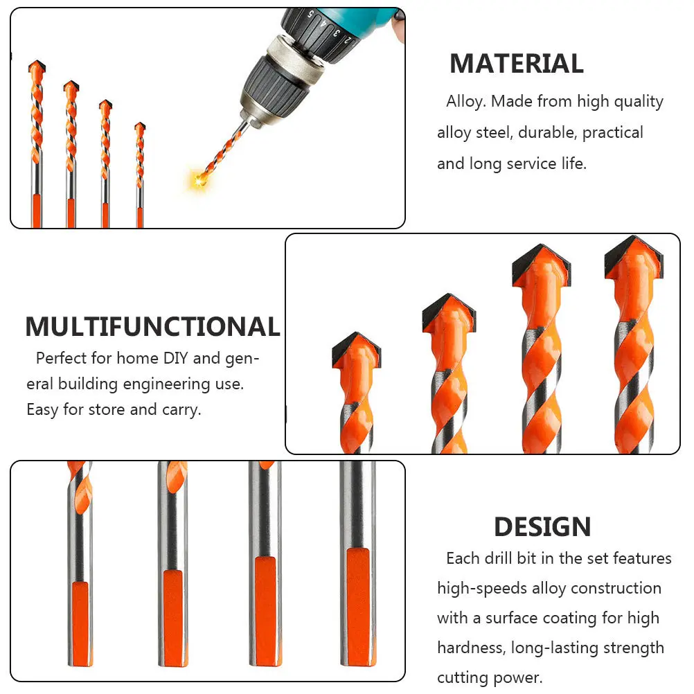 5Pcs Alloy Steel Drill Bit Sets Triangle Spiral High Speed for Tough Materials Like Stainless Steel Titanium Aluminum Strong