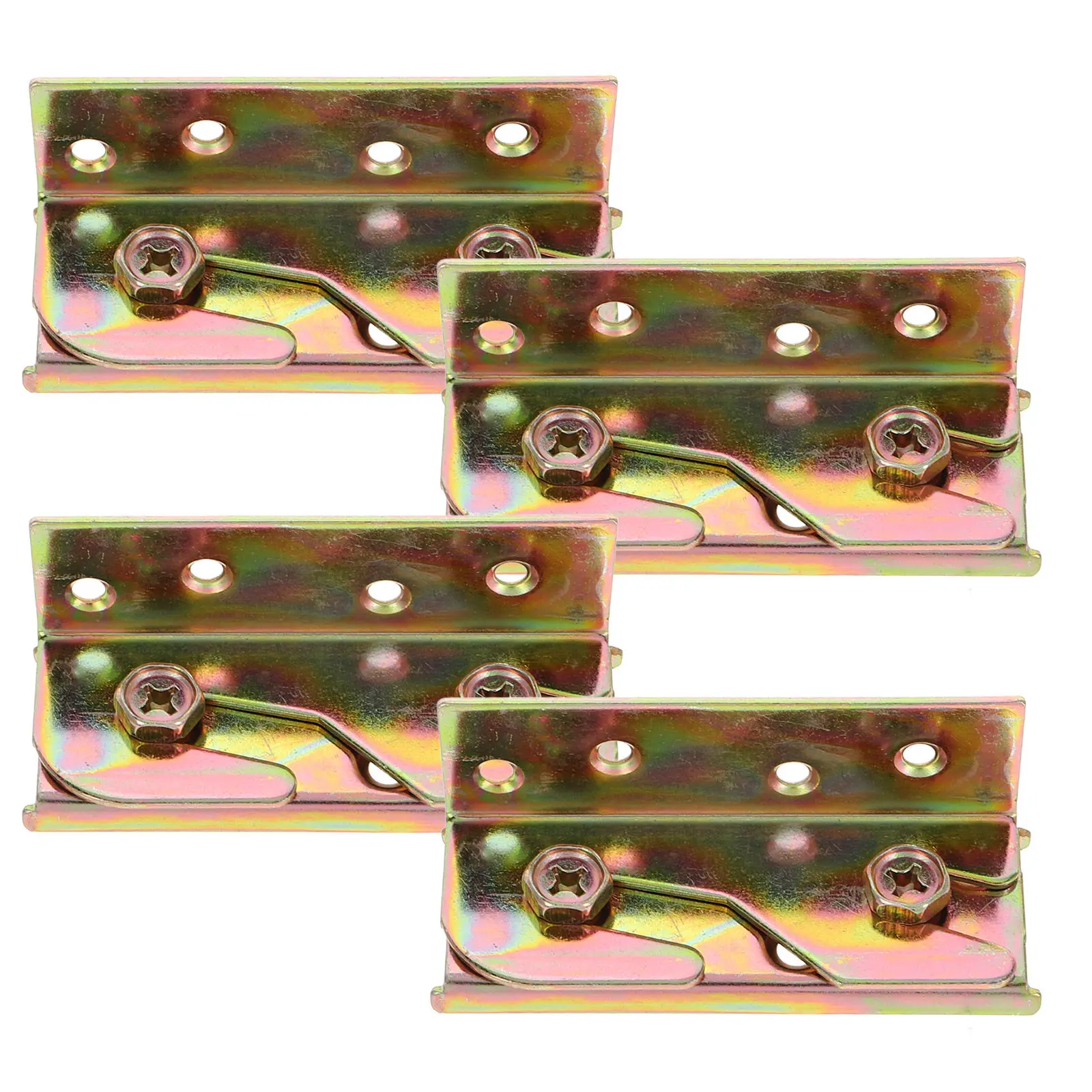4Pcs Heavy Duty Bed Frame Hinge Set Thickened Construction Invisible Bed Rail Brackets Screw Hook Fasteners for Headboard