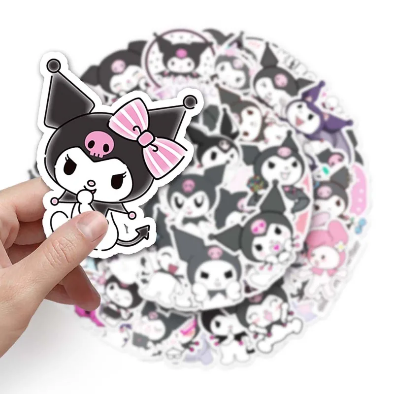 Etiqueta bonito dos desenhos animados de Sanrio Kuromi, Graffiti, desktop, geladeira, bagagem, laptop, celular, carro, scooter, decoração, 50PCs