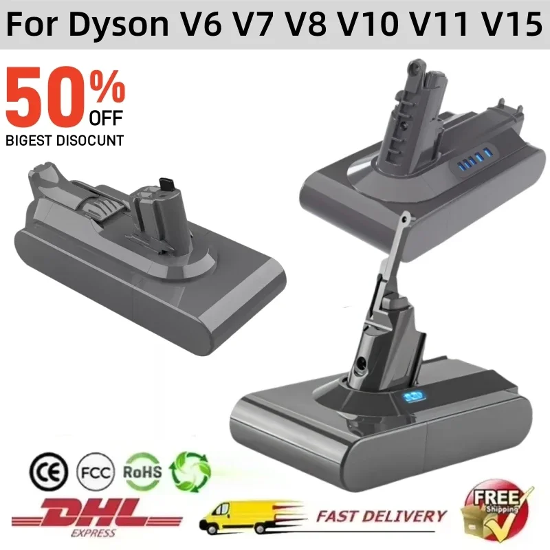Vacuum Cleaner rechargeable Battery for Dyson  V6 V7 V8 V10 V11 V12 V15 Type-A Type-B Series SV07 SV09 SV10 DC62 Fluffy Battery