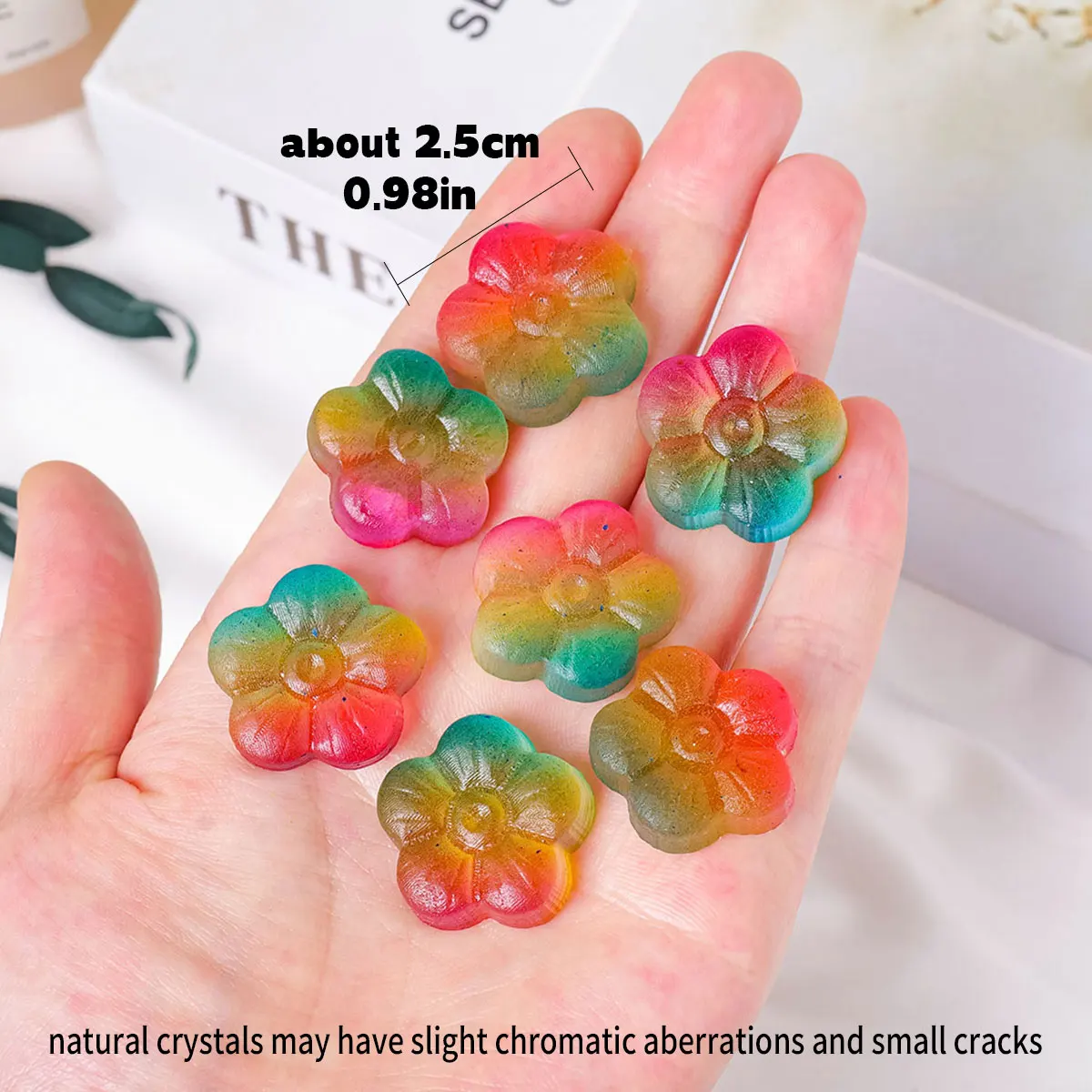 1/3pcs Natural Crystal Aura Rainbow Color Selenite Flower Mind Healing Finger Massage Stone Jewelry and jewelry Making