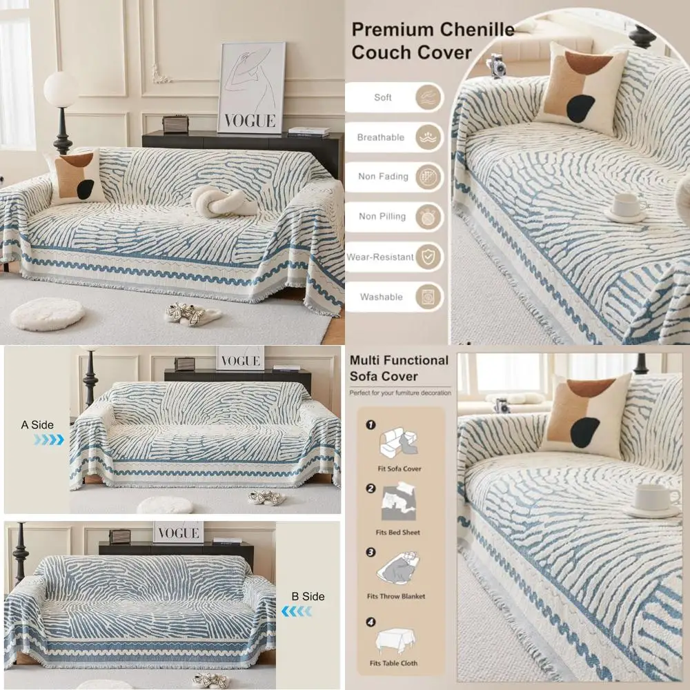 

Thicked полосатый чехол для дивана Roomlife с кисточкой, синий синельный чехол для дивана из синели, одеяло для секционного дивана, мягкие чехлы для дивана для l