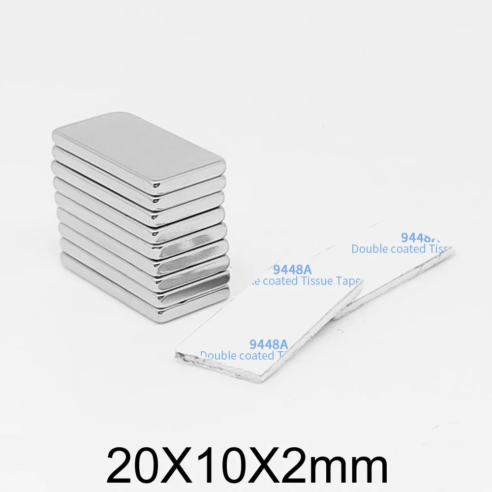 5/10/20/50/100/150PCS 20x10x2 Block Search Magnet With 3M Double-Sided Adhesive Tape 20*10*2 Strong Neodymium Magnets 20x10x2mm