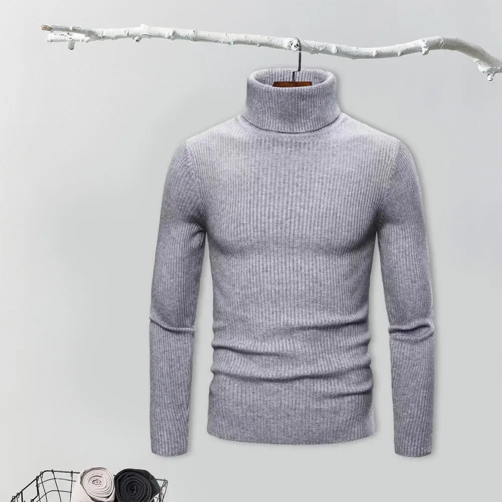 Solid Color Knitting Sweater Men Solid Color Knitting Sweater Stylish Men's Turtleneck Sweater Slim Fit Ribbed for Autumn/winter