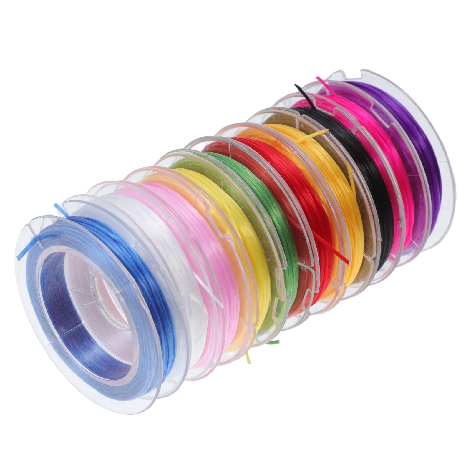 

10 Rolls 0.8mm Flat Elastic Thread Colorful Craft String for DIY Bracelet Necklace Making 10M Stretchy Supplies