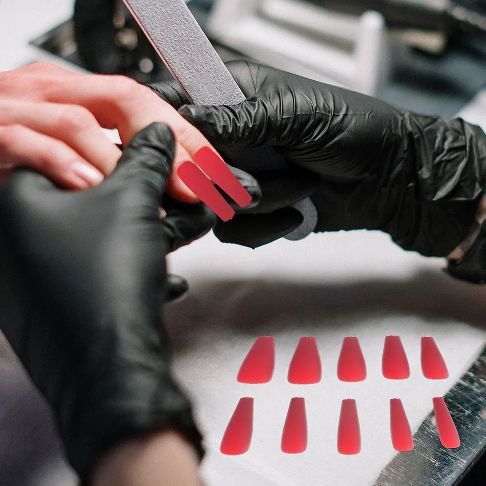 

200 Pcs Color Fake Nails Coffin Shape Tips Full Cover False French Durable Plastic Ballerina