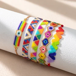 BLUESTAR Colorful Miyuki Beaded Bracelet Multicolor Evil Eye Jewelry Bohemian Pulseras mujer Moda Handmade Jewellery Gift