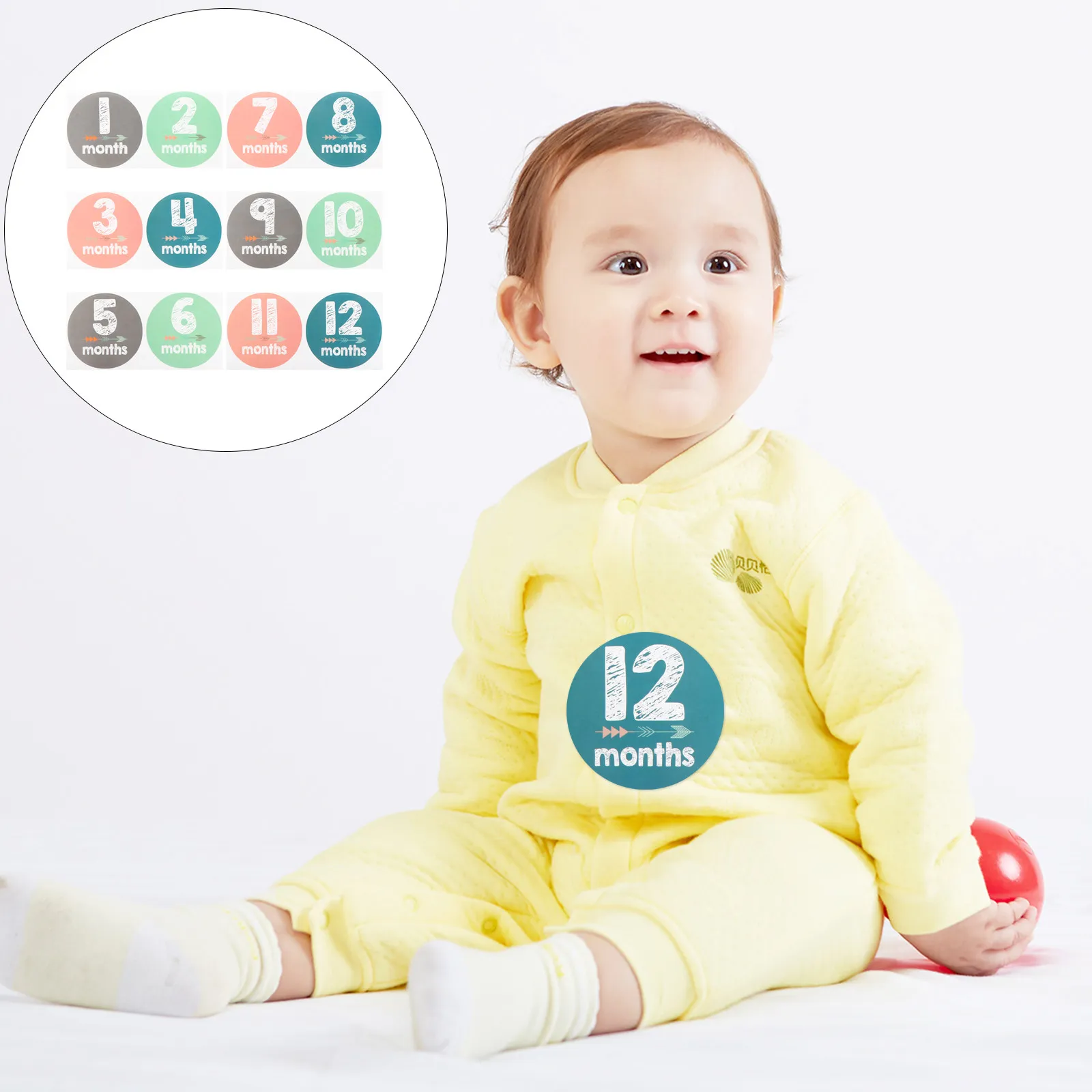 12Pcs Milestone Decals Stickers for First Year Photo Props Safe Skin Friendly Non Toxic Month Stickers