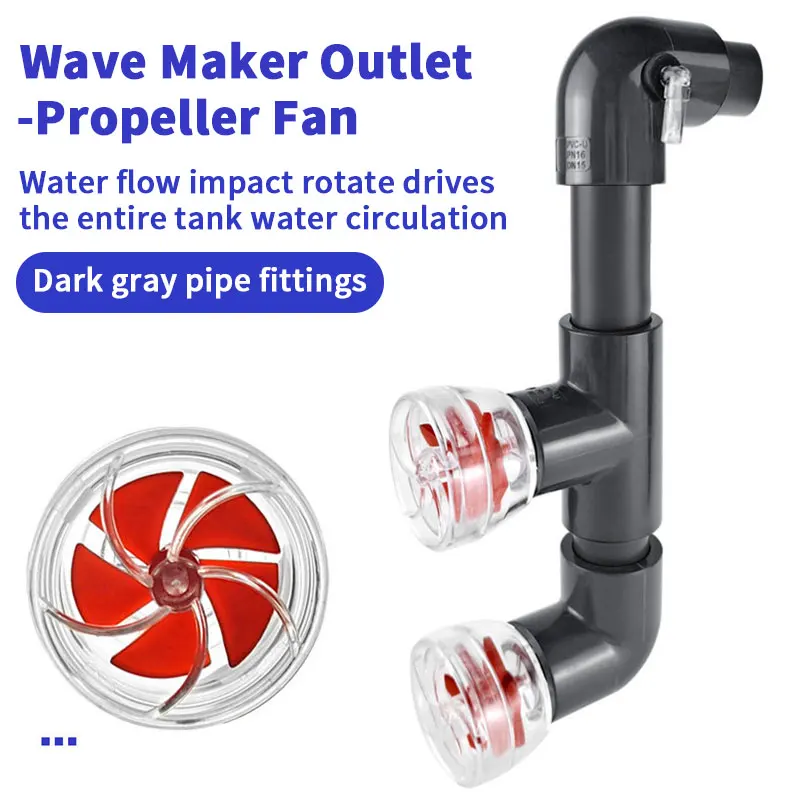 1 Set 20mm DIY Auto-Rotating Nozzle 5-Blade Fan Kit Removable Fish Tank Wave Making Outlet Aquarium Filter Screen Accessories