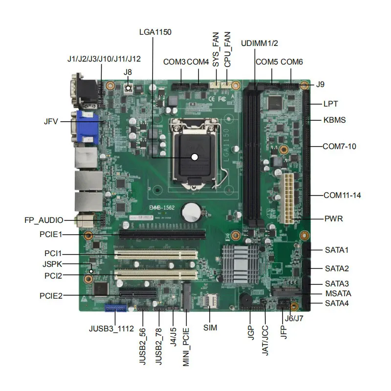 اللوحة الأم Eip MATX EMMB-1562 CPU LGA 1150 2LAN DDR3 تدعم ذاكرة 16 جيجابايت خادم الكمبيوتر اللوحة الأم الصغيرة 5.0 #5