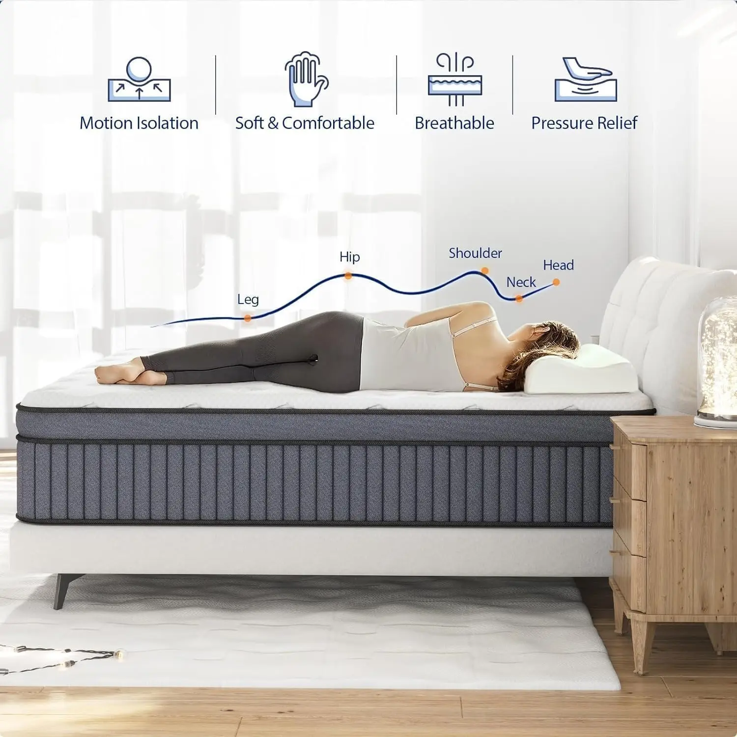 14 Inch Firm Hybrid King Mattress in a Box, Mattress King With High density Memory Foam and Independent Pocket Springs