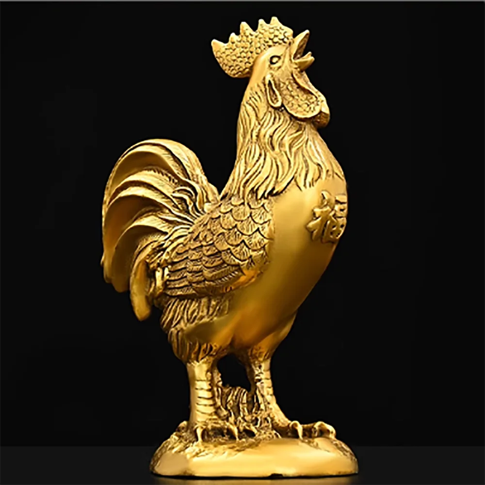 Pure copper zodiac auspicious character chicken home decoration gift ornaments for living room