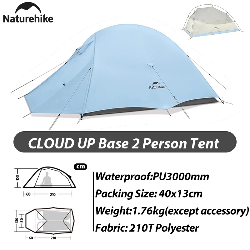 Naturehike New Cloud Up Base Camping Tent 1 2 3Person Lightweight