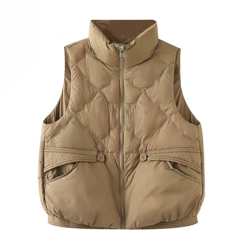 

Quali Good ket Design White Du down Embroidered Stand Collar Women's Vest Artistic Sle Commute Vintage Polyester Fiber