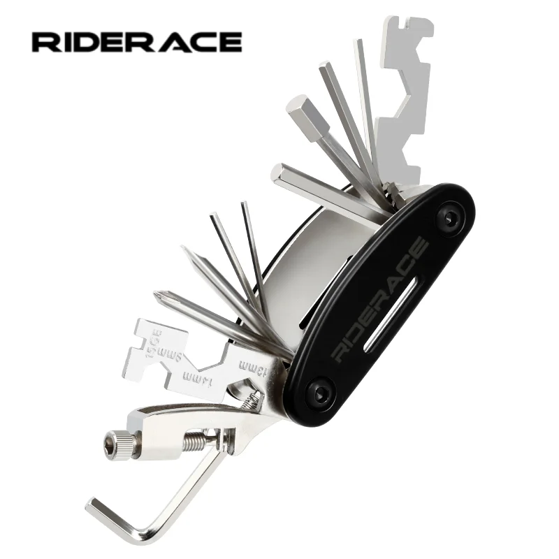 RIDERACE 18-in-1 Fahrrad-Multitool für Fahrradreparaturwerkzeuge, tragbarer Kettenbrecher, Sechskantschlüssel, Speichenschlüssel, Schraubendreher, Multitool