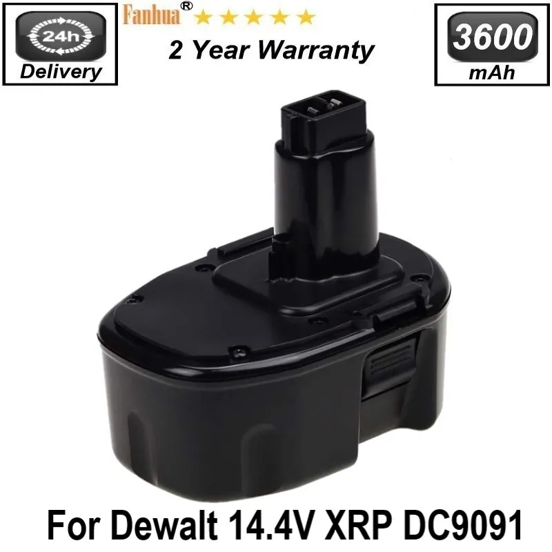 

Fanhua Ni-MH 3600mAh Replacement Battery for Dewalt 14.4V XRP DC9091 DC9094 DW9091 DE9091 DE9092 14.4 Volt Cordless Power Tools