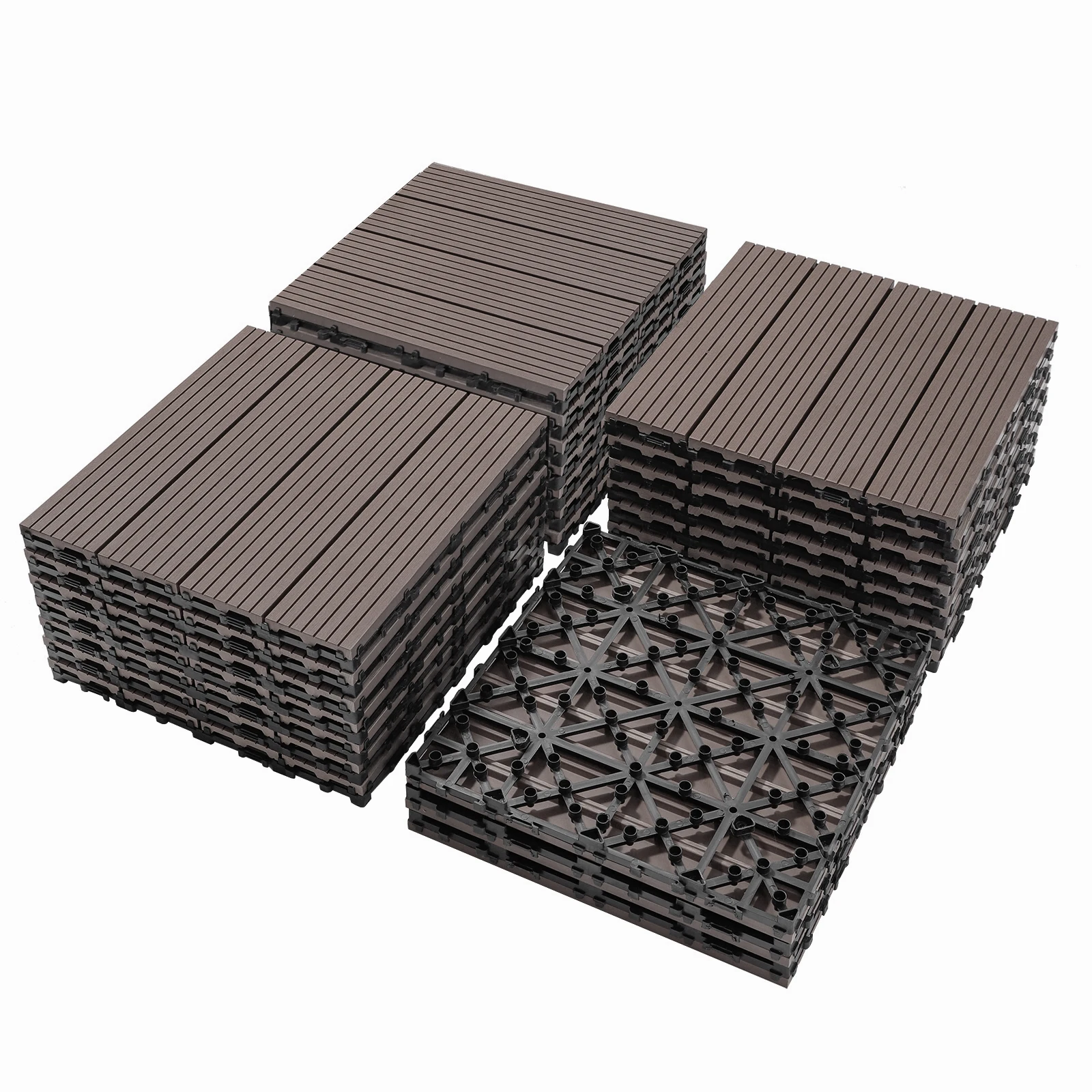 

Wood Plastic Composite Deck Tiles, Sustainable Composite Decking Resist Rust, Water, Weather, Ideal for Patios, Balconies,