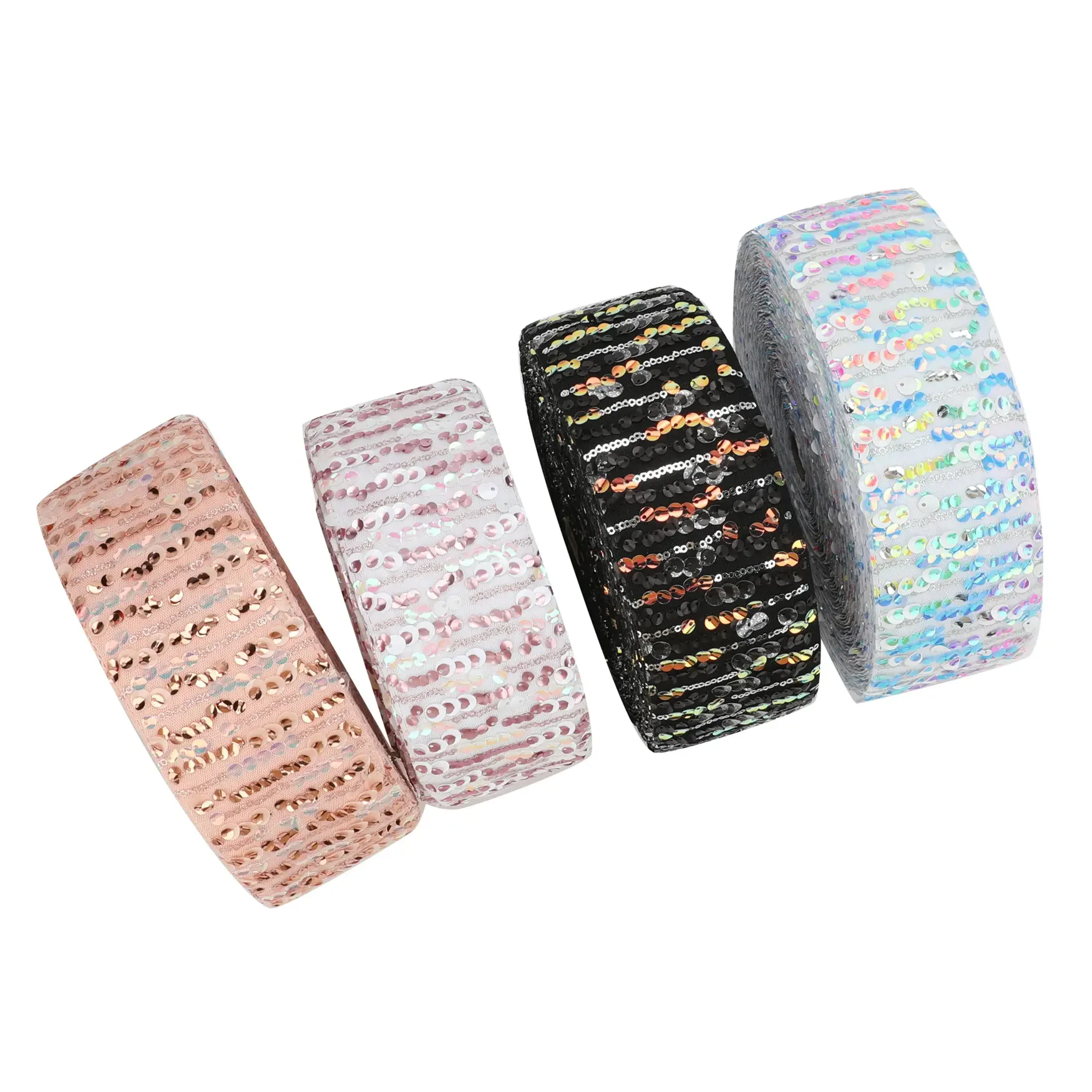 25 Yards Per Roll 3Inch 75mm Glitter Stripe Sequin Gauze Ribbon DIY Hair Bow Gift Wrap Wedding Party Christmas Holiday Handmade