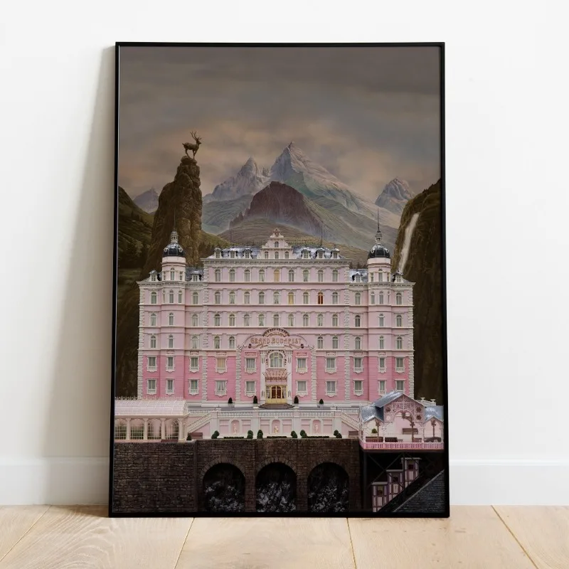 1pc frameless Wes Anderson Classic Movie Cover Poster The Grand Budapest Film Canvas Painting Print Minimalist Wall Home Decor H