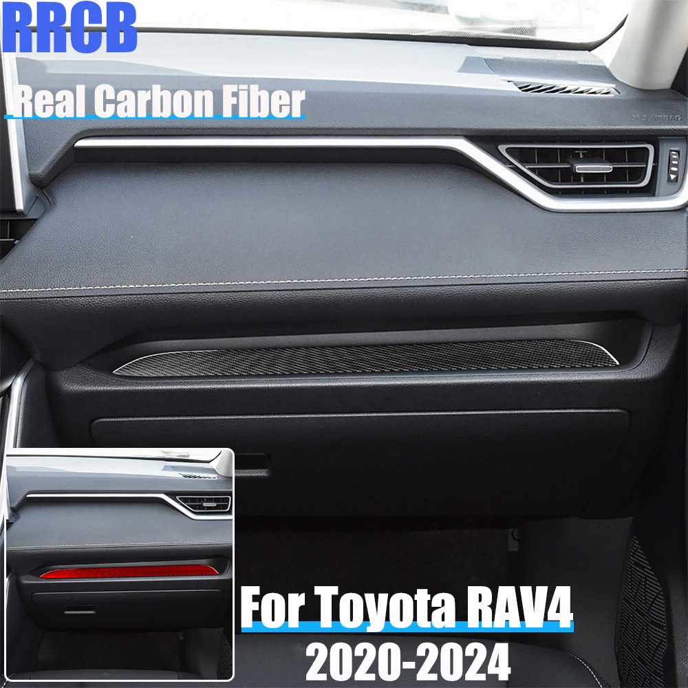 

Real Carbon Fiber Car Accessories Passenger Storage Trim Soft Cover Sticker For Toyota RAV4 XA50 2020 2021 2022 2023 2024